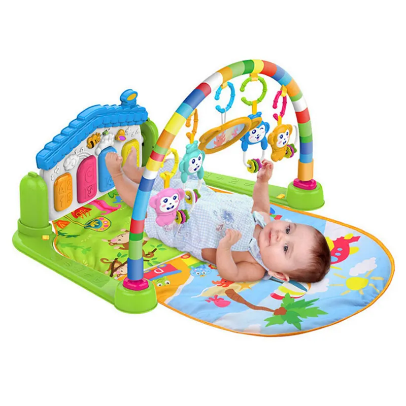 Piano atividade do bebê pedal 5 em 1 macio, ginásio com luz musical