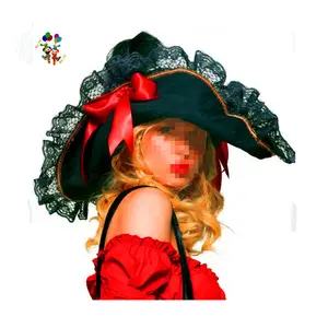 Adult Halloween Party Costume Black Color Swashbuckler Ladies Pirate Hats HPC-0276