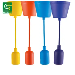 Colorful silicon modern pendant lights E27 socket with textile wire plastic ceiling canopy