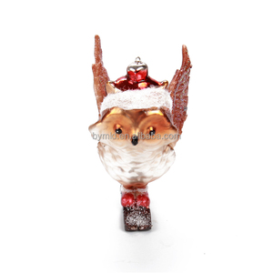 कांच का भूरा उल्लू स्कीइंग हाथ से पेंट किए गए क्रिसमस आभूषण पर्यावरण के अनुकूल - Product Image 5