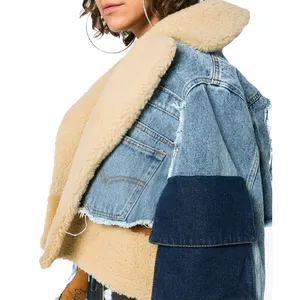 2018 Blazer denim faux fur coat For Women