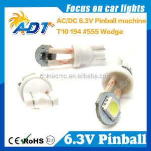 fábrica T10 194 #555 SMD5050 6.3 V AC LED Bombilla Para la Máquina de Juego de Pinball y Coche Cuadros de <span class=keywords><strong>mando</strong></span> - Product Image 1