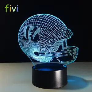 Casco de fútbol americano de la NFL, 3D con LED, decoración que cambia de Color, luz nocturna por control de inducción táctil