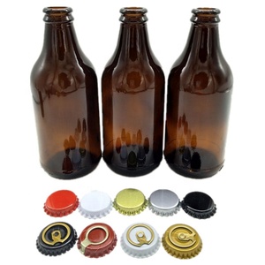 Botella de Cerveza Redonda de Vidrio Ámbar de 300 ml, Gruesa y Comprimida, con Serigrafía y Logotipo Personalizado - Product Image 1