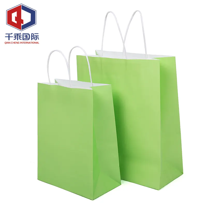 卸売カスタムロゴクラフト紙ショッピングバッグ再利用可能なカラフルな折りたたみ紙バッグ環境に優しいハンドル付きショッピング紙バッグ