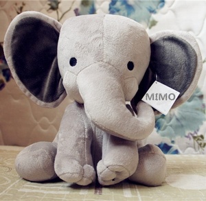 Peluche Animal doux pour bébé, pièces, éléphant en peluche avec de grandes oreilles, bon marché quantité minimale de commande OEM, gris, vente en gros