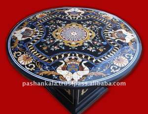 Haut de Table en marbre, incrustation italienne naturelle - Product Image 1