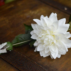Bunga sutra Dahlia buatan berkualitas tinggi dekorasi pernikahan pernikahan buatan artifisial bunga buatan putih - Product Image 2