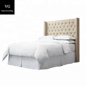 Novos produtos personalizados de fábrica, cama king-size com encosto alto, mobília de madeira, cama tufada para hotel e villa