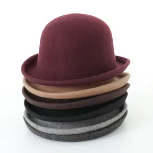 Wholesale Custom Wool Felt Roll Brim Bowler Hard Hats