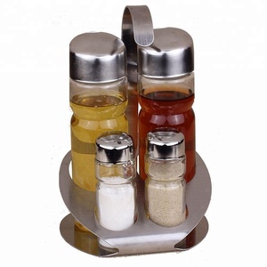 Di alta qualità in acciaio inox 4 pz tavolo <span class=keywords><strong>da</strong></span> picnic condimento <span class=keywords><strong>set</strong></span> con cremagliera - Product Image 2