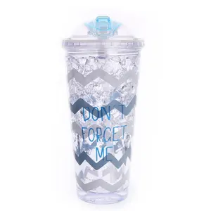 18 gel oz copo de parede dupla de plástico ice cooling gel copo caneca de plástico com palha