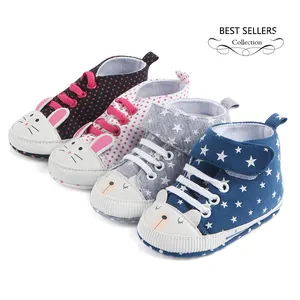 Beautiful and fashion dot and animal design canvas baby girl and boy shoes
