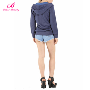 Servicio del OEM azul violáceo frontal con cremallera larga fabricante de encargo Sudadera con capucha - Product Image 5