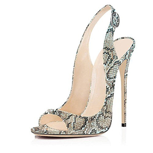 Chaussures habillées pour femmes <span class=keywords><strong>de</strong></span> haute qualité, sexy, en <span class=keywords><strong>peau</strong></span> <span class=keywords><strong>de</strong></span> crocodile, 12 cm, sandales à talons hauts à bout ouvert - Product Image 1