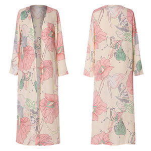 Cardigan <span class=keywords><strong>Kimono</strong></span> in Chiffon da <span class=keywords><strong>Donna</strong></span> con Stampa Floreale, Manica Lunga, Copricostume Estivo e Autunnale, Top Lungo Boho, <span class=keywords><strong>Camicia</strong></span> Ampia da <span class=keywords><strong>Donna</strong></span> - Product Image 4