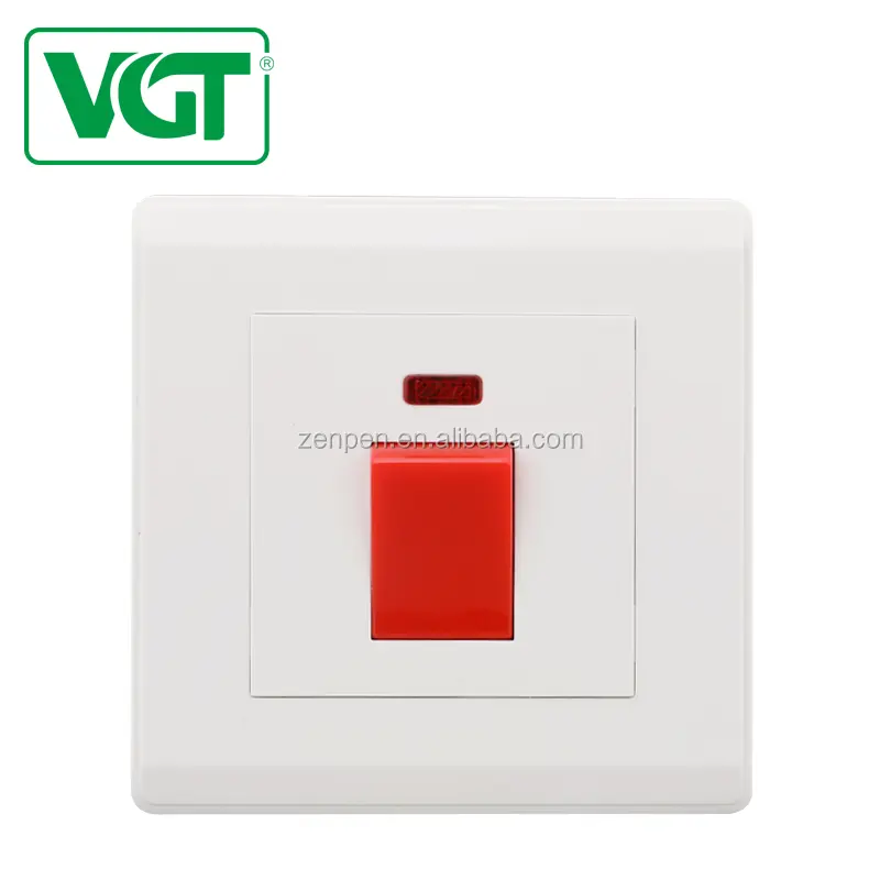 İngiliz İngiltere standart CB IEC G Mark 45 Amp klima anahtarları için Neon ile çift kutuplu duvar anahtarları