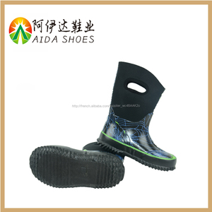 Noir impression <span class=keywords><strong>de</strong></span> <span class=keywords><strong>dessin</strong></span> animé étanche pour enfants caoutchouc bottes <span class=keywords><strong>de</strong></span> <span class=keywords><strong>pluie</strong></span> - Product Image 3