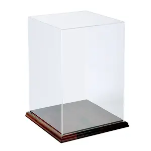 Nhà Máy Tùy Chỉnh Countertop Cơ Sở Gỗ Hình Chữ Nhật Giày Hiển Thị Hộp Acrylic Ánh Sáng Búp Bê Đồ Chơi Mô Hình Hiển Thị Trường Hợp