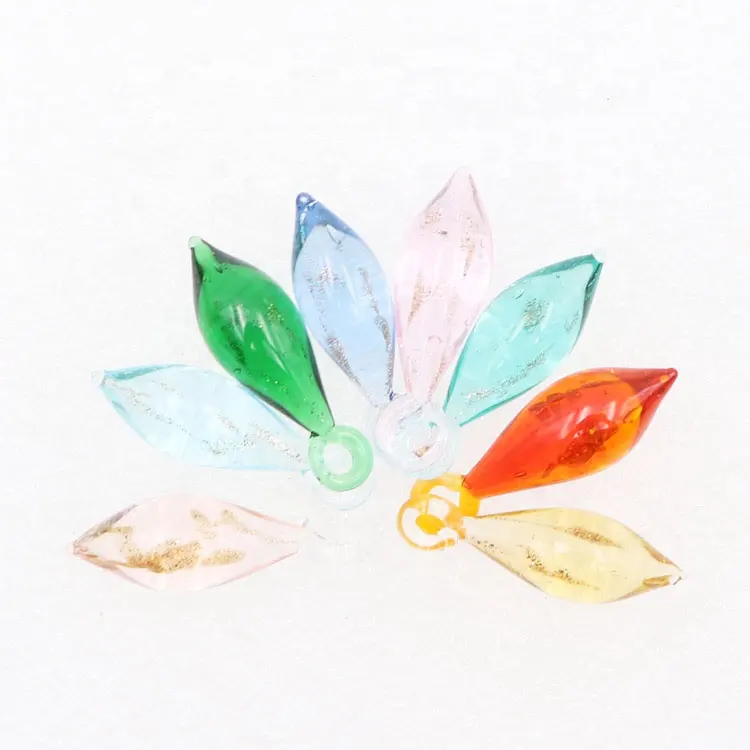 Glazen Bedels Handgemaakt Murano Kunst Glas Glitter Koper Chips Edelsteen Traan Hanger Voor Mode Sieraden Oorbel Accessoires