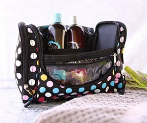 Léger Hanging Toilette Voyage Sac Maquillage Organisateur Cosmétique sac avec Plusieurs Compartiments dans Polka Dot - Product Image 2