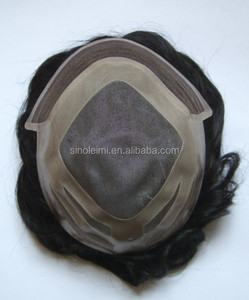Mejor calidad superior de moda ondulado 100% del pelo humano indio indio peluca peluquín hombres pelo - Product Image 1
