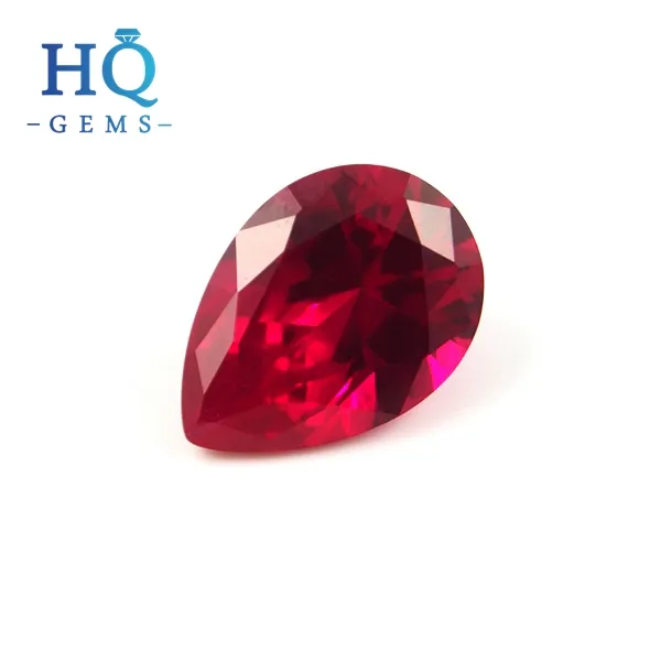 Synthetic Corundum Blood Pear Shape Ruby Gemstone