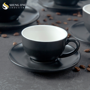Shengjing Modern Black and White Expresso Cup Safety Ceramics Plate and Cups <strong>Set</strong> Porcelain <strong>Teacups</strong> <strong>Sets</strong> for Restaurant Hotel - Product Image 2