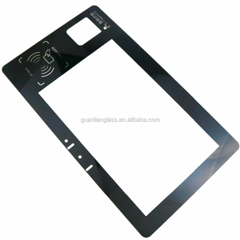 OEM black print clear flat swiping card machine corning gorilla glass cover tempered glass