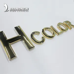 定制金色金属不锈钢3d压花镜面饰面字母标牌