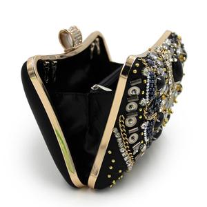 Borsa di lusso di seta di simulazione borse da donna con perline di cristallo nero <span class=keywords><strong>pochette</strong></span> da sera con diamanti di alta qualità 2023 - Product Image 5