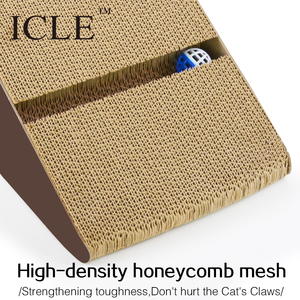 Giocattoli per gatti interattivi triangolari con pallina rotonda che squilla-IC-0105-Brown gratta e vinci in cartone - Product Image 4