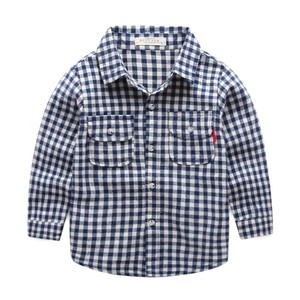 Chemises à manches longues pour enfants, vêtement de marque à carreaux de couleur foncée, élégant, 2020 - Product Image 1