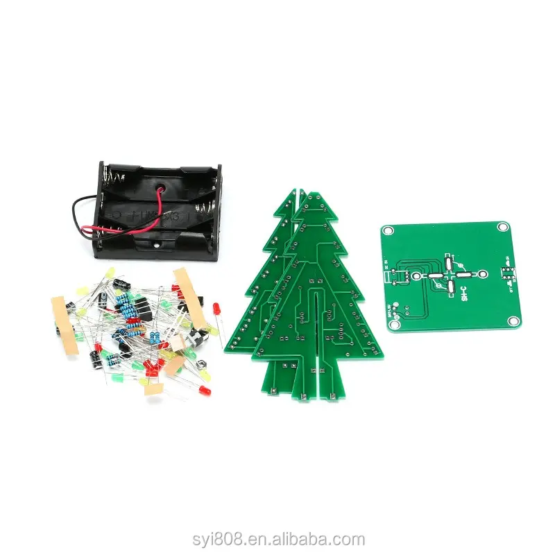 Rot/Grün/Gelb LED-Blitz Dreidimensionale 3D Weihnachten Baum LED DIY kit für Schaltung Teile Elektronische Spaß Suite weihnachten Geschenk