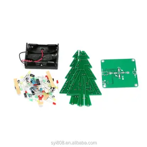 Rosso/Verde/Giallo LED Flash Tridimensionale 3D Albero Di Natale A LED kit FAI DA TE per Le Parti del Circuito Elettronico Fun Suite regalo di natale