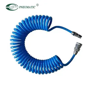 Bleu PU Printemps Bobine Tube Pneumatique Tuyau D'air avec la Rapide Coupleur