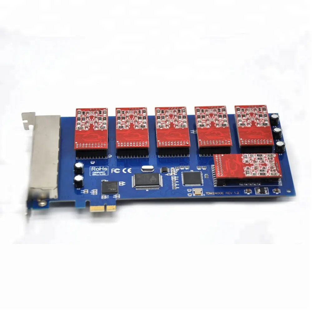 Kartu Asterisk TDM2400 PCI-E 24 FXO/FXS Port Voip Modul Analog Digium Kartu Trixbox untuk Versi 4U Mendukung Trixbox/Elastix/Ip Pbx
