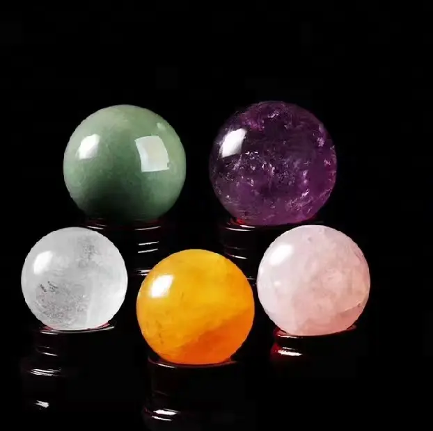 150mm Natural Stone Crafts Crystal Balls Colorful Desk Display Gifts Mineral Sphere