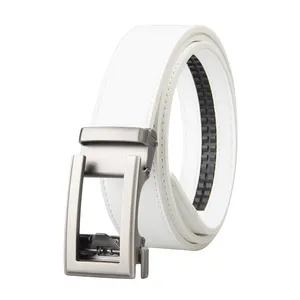 Fashion White Golf Belt New Modern Designer Men Leather Belts with Automatic Removable Buckle