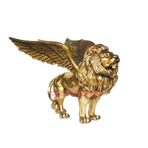 รูปปั้นโลหะรูปสัตว์สำหรับแกะสลักรูปปั้นสิงโตบินได้ทำจากทองสัมฤทธิ์สำหรับสวนกลางแจ้ง