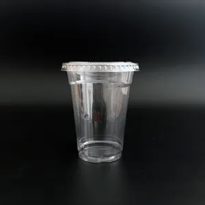 9オンス250ml使い捨て環境にやさしいプラスチックPET食器茶とロゴ付きミルクセーキカップ