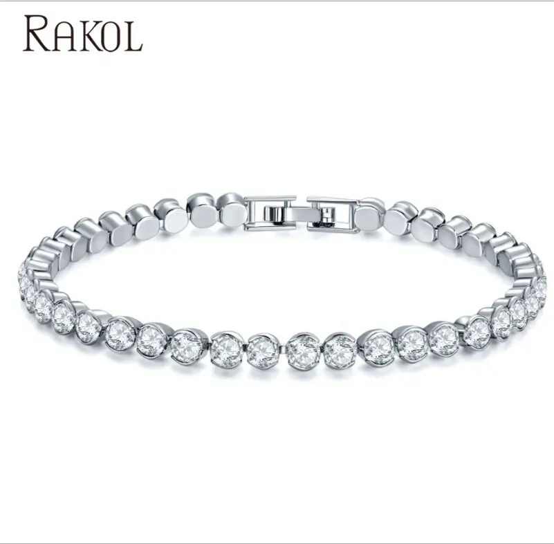 RAKOL APCZB005 new design AAA cubic zircon round stone charm bracelets