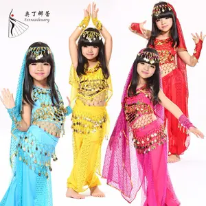 Twk00819 6 unidades el funcionamiento de la etapa danza del vientre traje indio para los niños