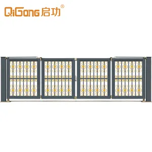 Materiale in lega di alluminio industriale automatico altalena stile aperto pieghevole cancello QG-L958A