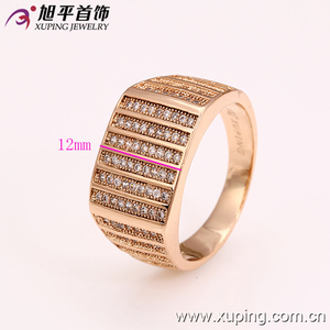 12717 <span class=keywords><strong>Xuping</strong></span> 18k color <span class=keywords><strong>oro</strong></span> prestigioso anillo de forma rectangular con hilos de micro estrás blancos para hombres - Product Image 2