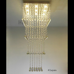 9 Têtes 3 ou <span class=keywords><strong>4</strong></span> couches moderne grand plafond cristal rectangulaire lustres - Product Image 2