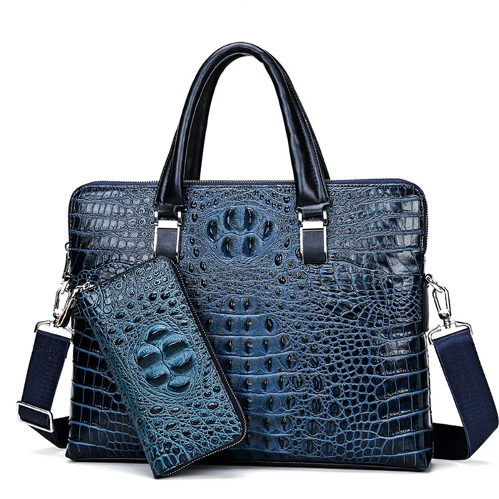 OEM Designer Crocodile PU Leather Profolio Hand Bag, Business Office Briefcase Laptop Bag For Men