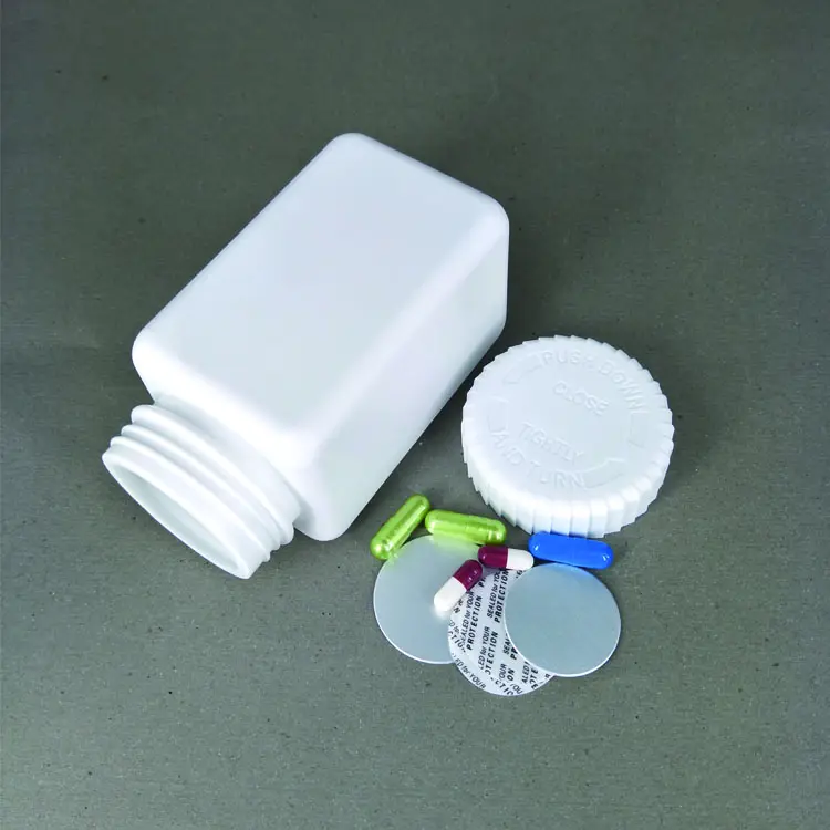 300cc الأبيض غطاء رأس المسمار البلاستيك HDPE زجاجات مربعة ل كبسولات
