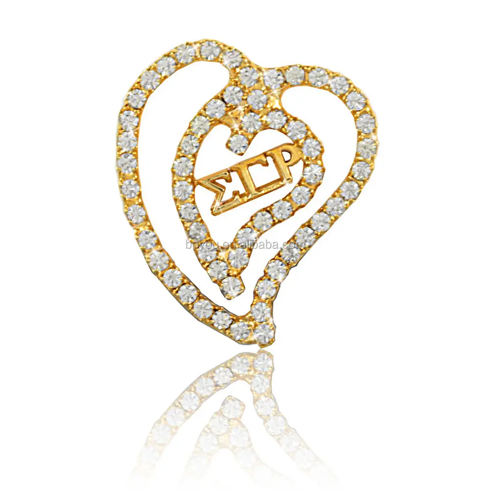 Gold SGR sigma gamma rho Heart Brooch