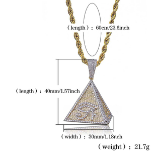 Collar con Colgante de Pirámide Egipcia con Circonitas, Collar con Colgante de Ojo de Horus Brillante Estilo Iluminado, Cadena Cubana con Colgante Dorado - Product Image 5